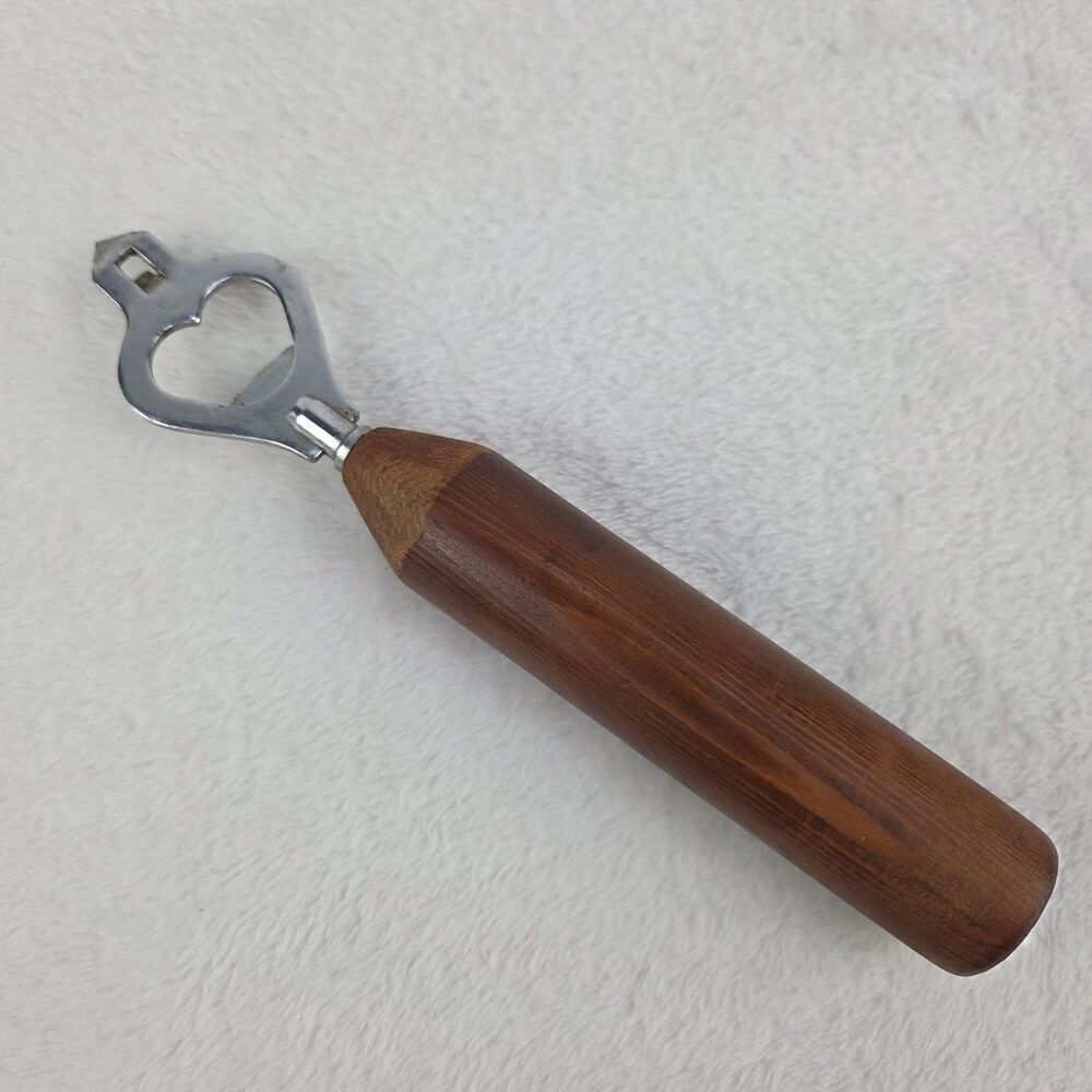 Vintage Japan Wood Handle‎ Bottle Can Opener 8.5" Removable Head